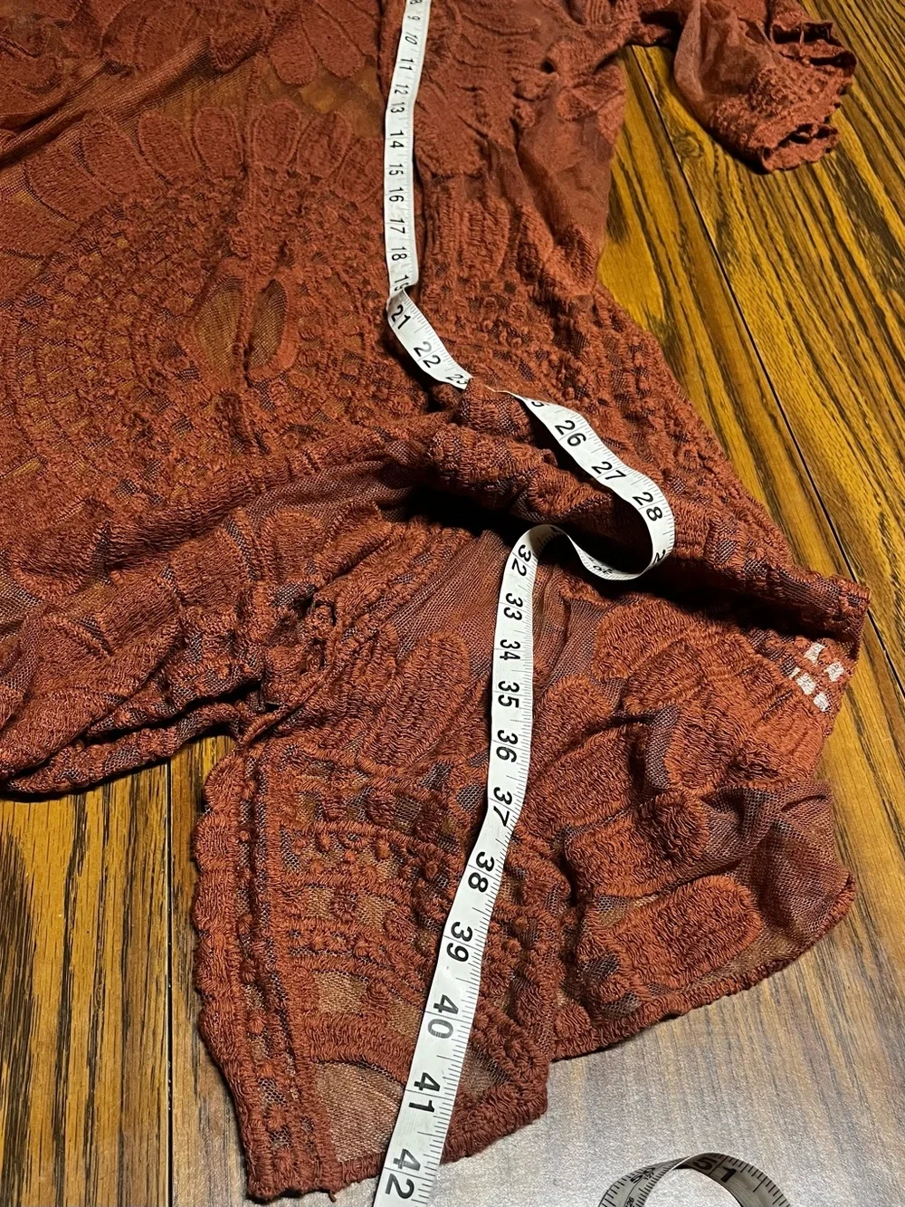 Rebellion Sheer Open Front Wrap in Rust Size Small